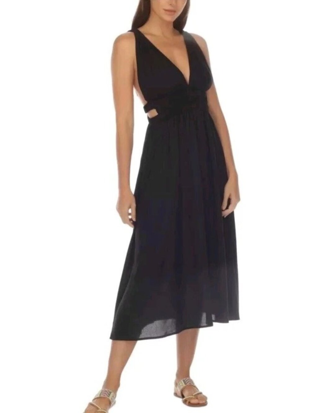 Raviya Women's MIDI Dress Cover-up, Black, Sz. L